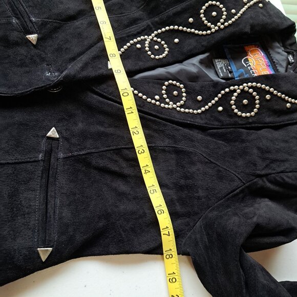 NWT VTG Cripple Creek S Black Leather Suede Jacket Metal Stud Embellish Cropped - Picture 7 of 11